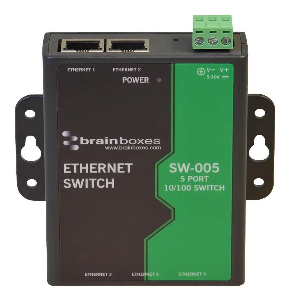 BRAINBOXES - Suis Ethernet Industri 5 Port Pantas