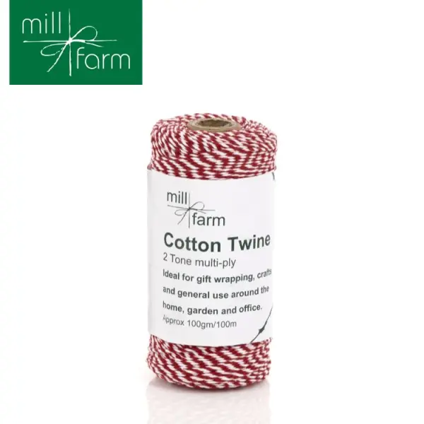 Mill Farm Baumwoll-Garn Knäuel 2-farbig Rot/Weiß 100g 100m