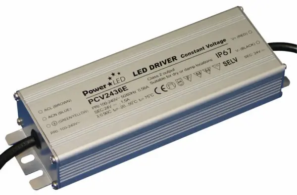 SUNPOWER ספק מתח קבוע 36W, 24V 1.5A, דרגת IP67