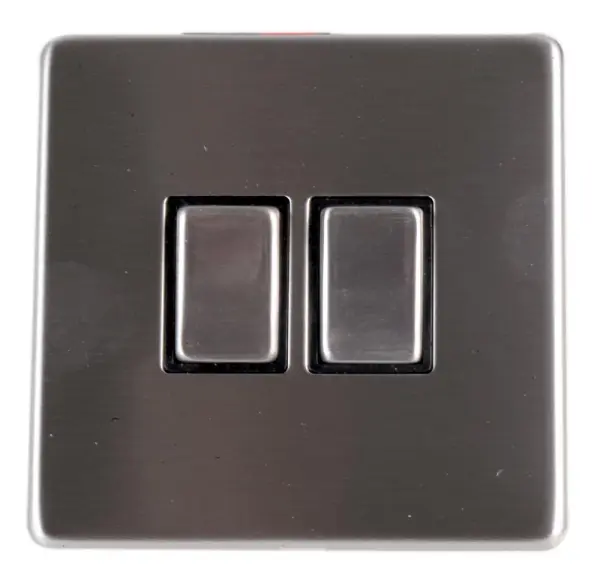 Interrupteur sans vis PRO ELEC 2 modules 2 voies, 10AX, acier inoxydable