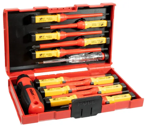 VDE Insulated Interchangeable Blade Screwdriver Set, 13 Piece