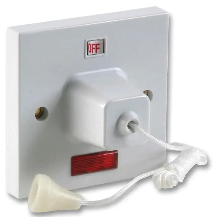 PRO ELEC 45A Pull Cord Switch with Neon, 1.5m Cable