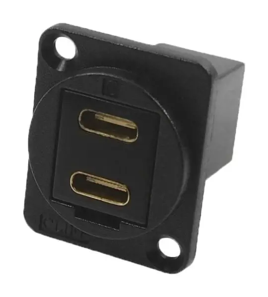 CLIFF Conector de Passagem USB-C Duplo para Enchufe, Metal Preto