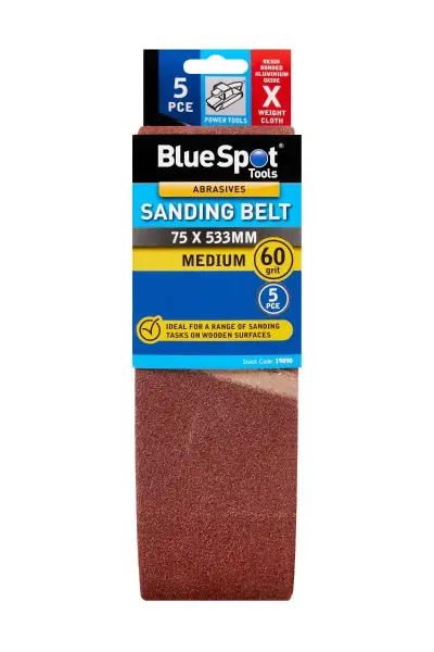 Blue Spot Tools 砂带 60粒度 75x533mm 5条装 适用于木工打磨