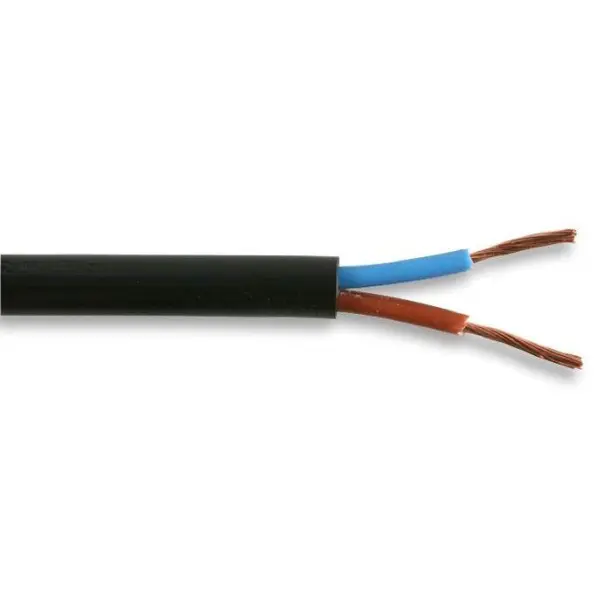 PRO-ELEC 3182Y 2 Core Mains Cable - Black 0.75mm 6A 10m