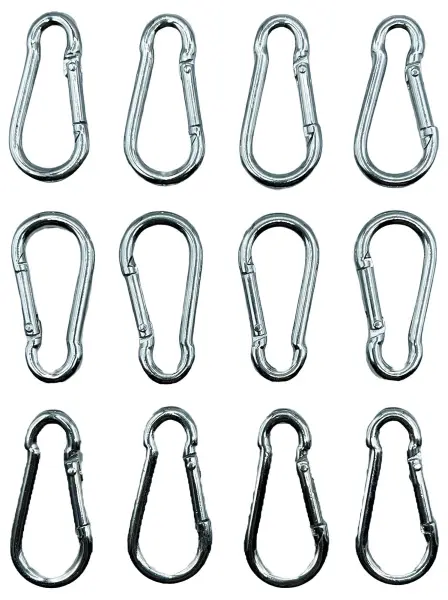 5mm x 50mm Zinc Plated Steel Snap Hooks 80kg 12 Piece
