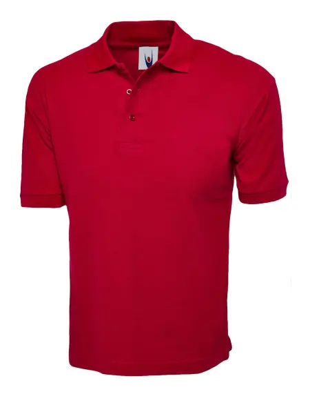 Uneek Maglietta Polo Unisex in Cotone 100%, Rosso, Taglia L