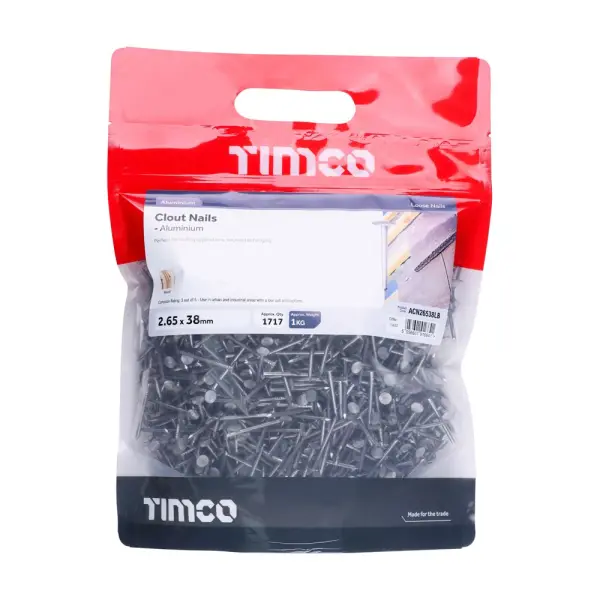 Timco 알루미늄 클라우트 네일 38 x 2.65mm, 1kg 백