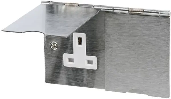 PRO ELEC Dvojitá podlahová zásuvka 13A, nerezová ocel
