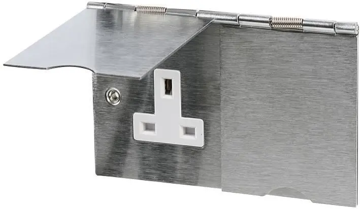 PRO ELEC 13A Double Floor Socket, Stainless Steel