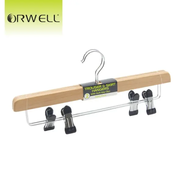 Orwell Holz-Hosen- und Rockbügel mit Metallstange, 2er-Set