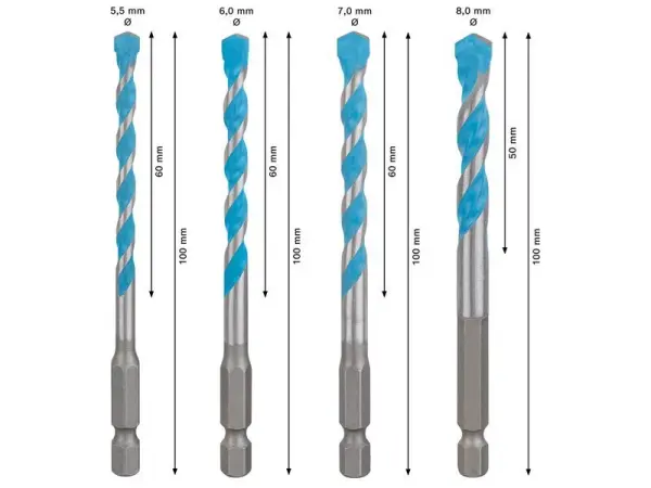 Bosch EXPERT HEX-9 Multi Construction Drill Bit Set - 4 Piece