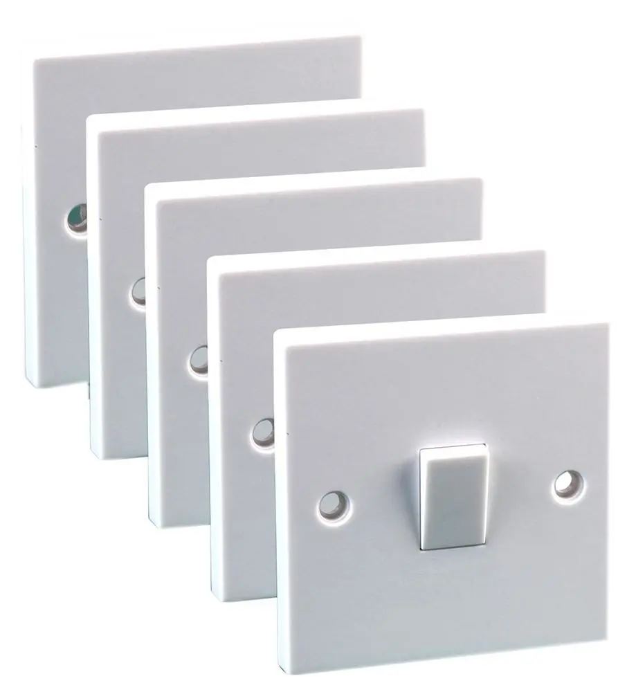 PRO ELEC 1 Gang 2 Way Light Switch, 10AX, White, Pack of 5