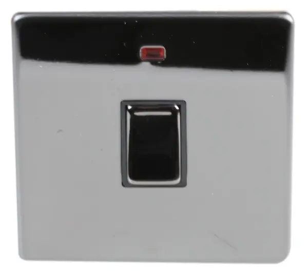 PRO ELEC Schakelaar zonder schroeven 1-Gang met Neon, 20A, Zwart Nikkel