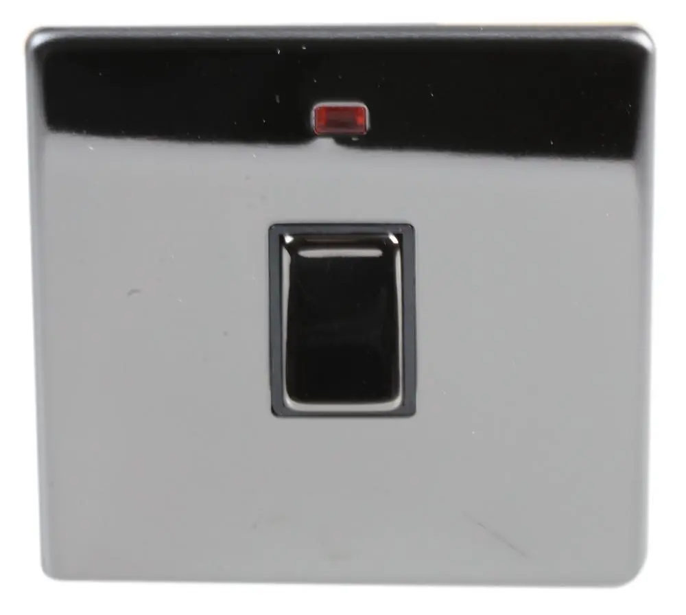 PRO ELEC Interruptor Unipolar sin Tornillos con Neon, 20A, Negro Níquel