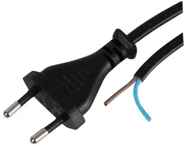 Pro Elec 2-Pin Euro Plug to Bare Ends Cable, 2m, Black