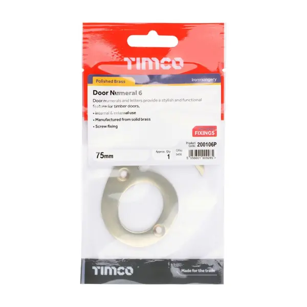 Timco - Nombor Pintu Lantunan - Tembaga Digilap 75mm