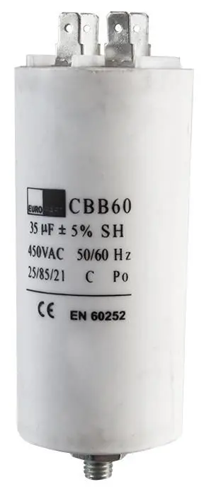 EUROPART 35uF Universal Capacitor, 450V AC, 45x123mm