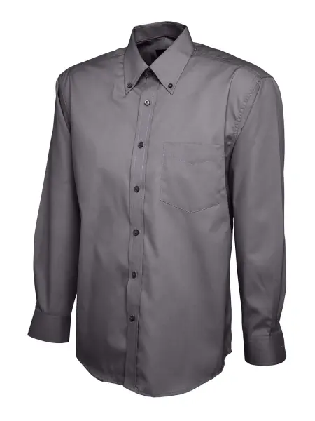 Uneek Heren Pinpoint Oxford Overhemd - Charcoal - Maat 16.5