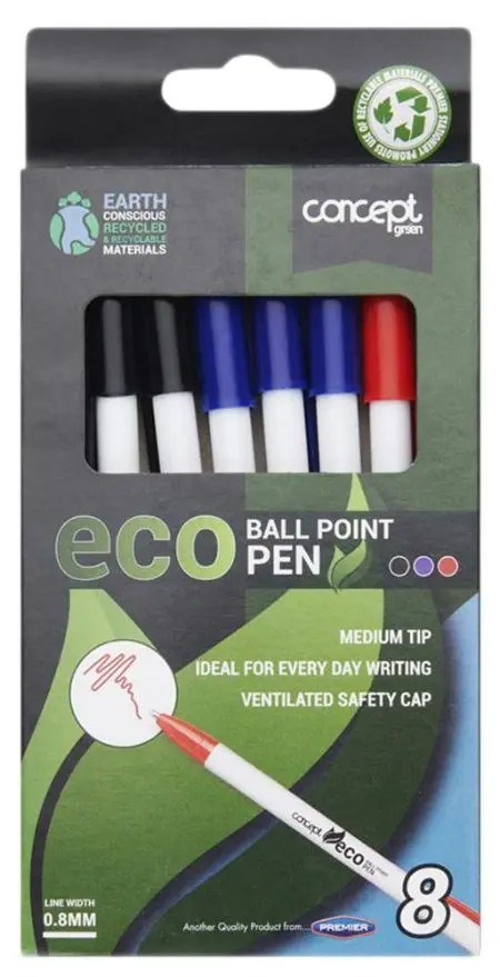 PREMIER STATIONERY Canetas de Esferográfica Ecológicas Green Eco, 0.8mm, Sortir