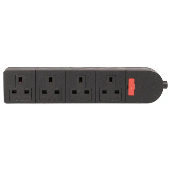 PRO-ELEC 4 Gang Mains Extension Socket, 13A, 210g