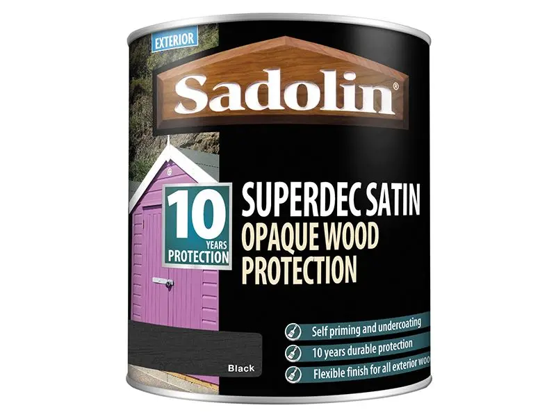 Sadolin Superdec Finition Bois Opaque - Noir Satin 1L