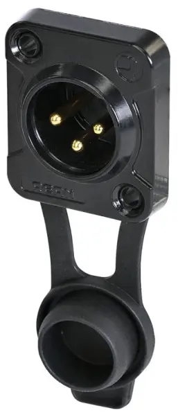 Connecteur XLR 3 broches pour panneau REAN, taille D, IP65, noir