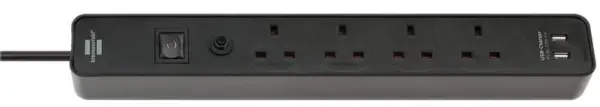 BRENNENSTUHL Ecolor FB 4-Gang Extension Lead with USB, 3m, Black