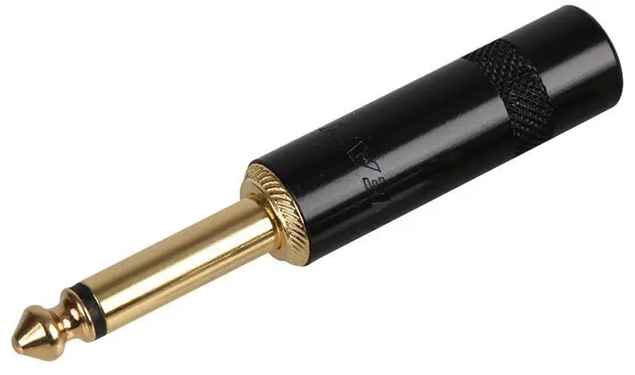 REAN 6.35mm 2-Way Plug, Black/Gold, Metal Body