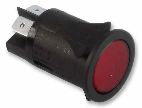 Molveno DPST zapuštěný osvětlený červený tlačítkový spínač, 25mm