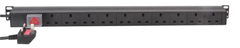 LMS DATA 10-Way Switched 13A Vertical PDU, Aluminium, 240V