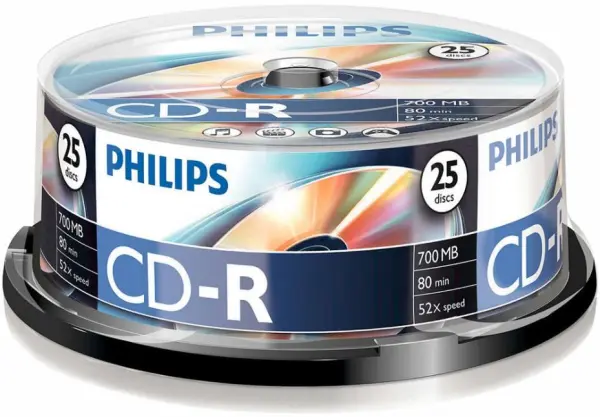 PHILIPS CD-R Vitesse 52x, Lot de 25 disques vierges sur broche
