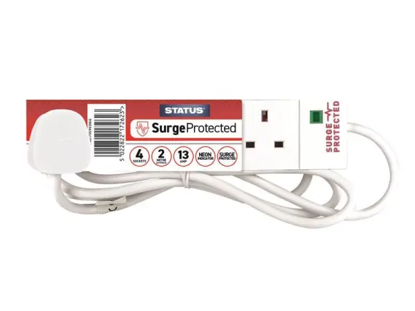 STATUS Surge Protected Extension Lead - 4-Gang, 2m