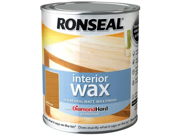 Ronseal インテリア用ウッドワックス ミディアムオーク 750ml