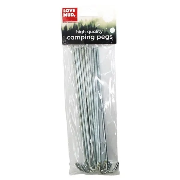 Love Mud Galvanised Steel Camping Tent Pegs 10pk