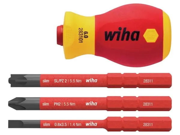 Wiha SoftFinish® elektrischer slimVario Stubby-Schraubendreher Satz, 4-teilig