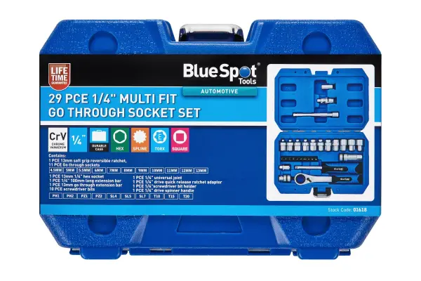 Blue Spot Tools 29件套 1/4英寸 多功能穿透套筒 (4.5-13mm)