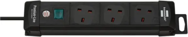 BRENNENSTUHL Premium-Line 3 Gang Mains Extension Lead, 3m, Black
