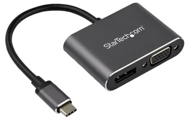 STARTECH USB-C 轉 VGA 或 4K DisplayPort 1.2 雙顯示轉換器