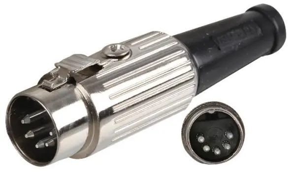 DELTRON 5-pins nikkel vergrendelbare DIN stekker, 180°