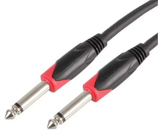 PULSE 6.35mm (1/4”) Mono Jack Plug Lead, 1m, Black