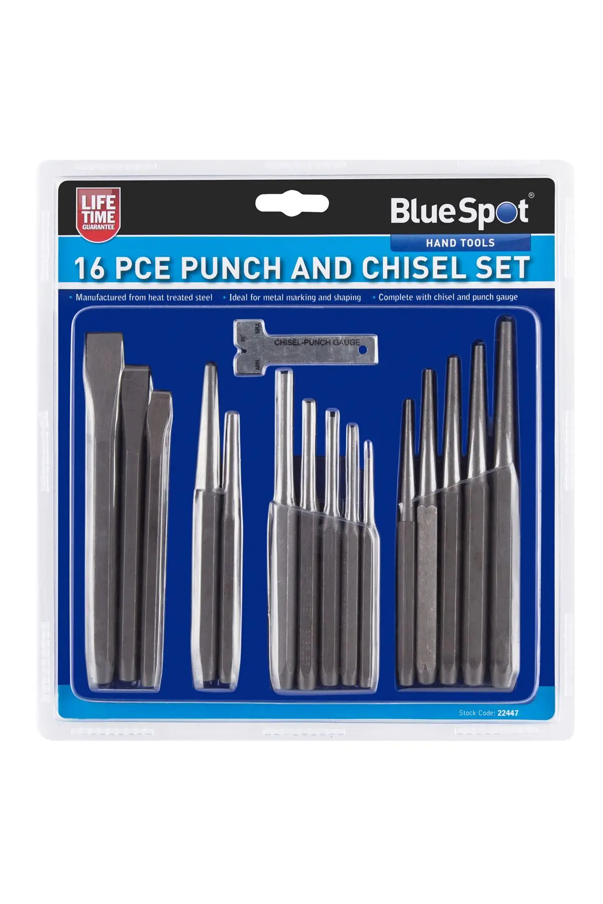 Juego de 16 Punzones y Cinceles Blue Spot Tools, Acero Aleado