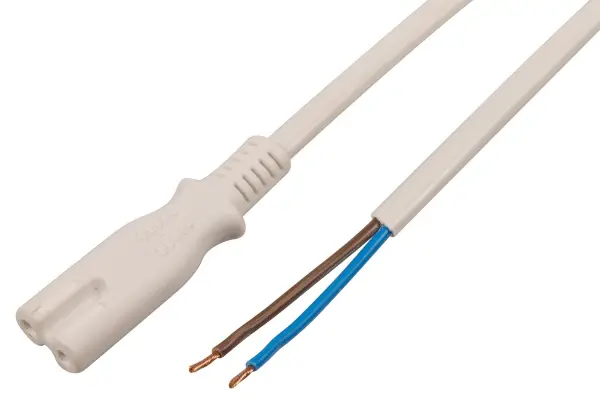 PRO ELEC IEC C7 to Bare Ends Mains Lead, 0.75mm - White 10m