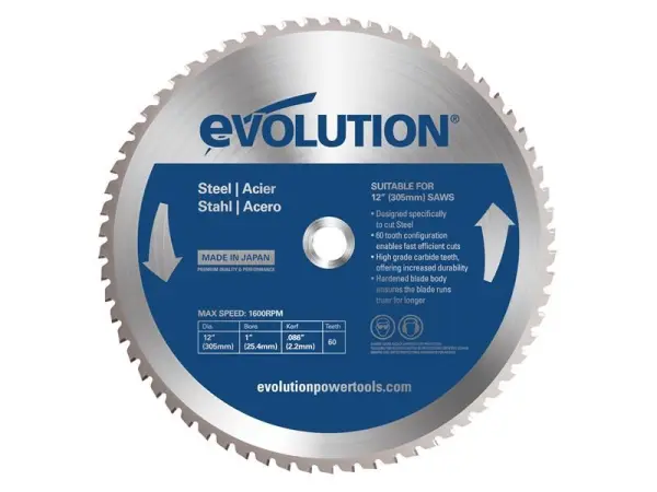 Evolution Mild Steel Chop Saw Blade, 305mm x 25.4mm, 60 Teeth