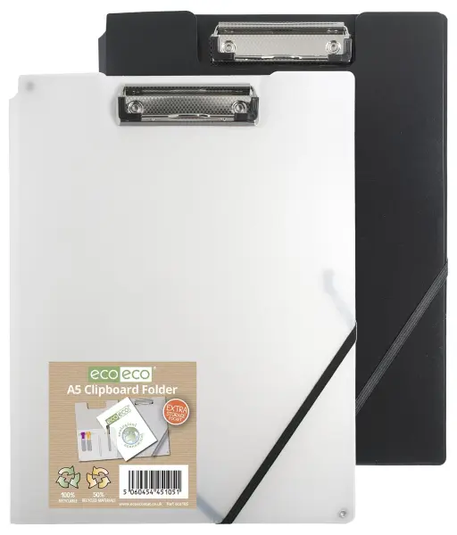 ECO-ECO A5 50% Recycled Clipboard Folder Black/Clear
