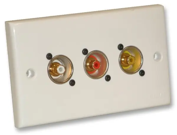 EAGLE 2-Gang AV Wallplate with 3x Phono NF2D-0 Sockets