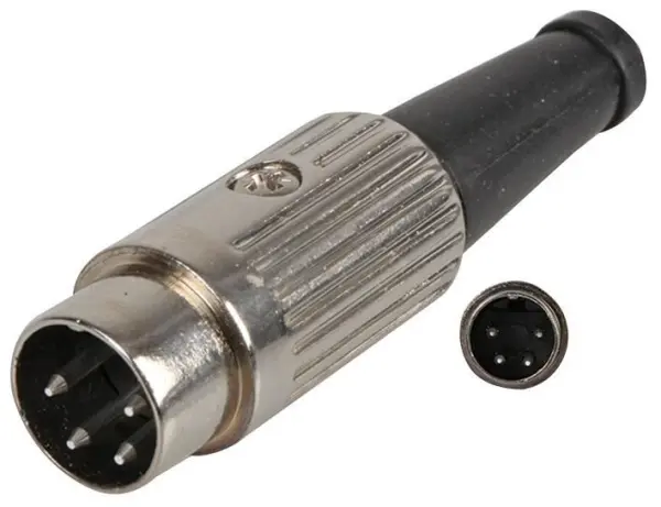 Deltron 4-Pin Nickel DIN Plug, Cable Mount, Silver Plated