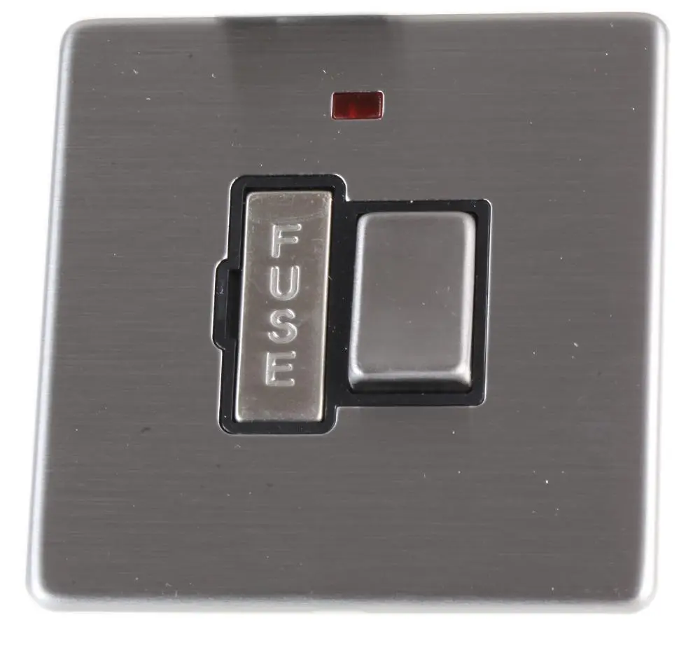 PRO ELEC Stainless Steel Screwless Switched Fused Spur with Neon, 13A