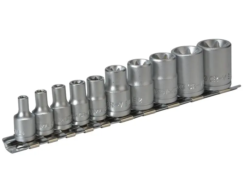 Teng M3814 Socket Clip Rail TX-E Set, 10-Piece, 3/8in & 1/4in Drive
