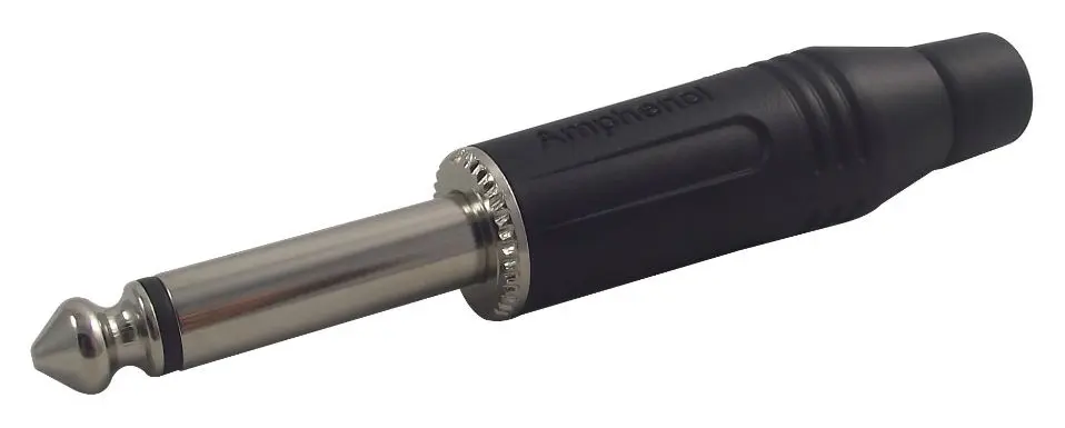 AMPHENOL Plug Jack 6.35mm, 2 Polos, Corpo em Metal, Preto